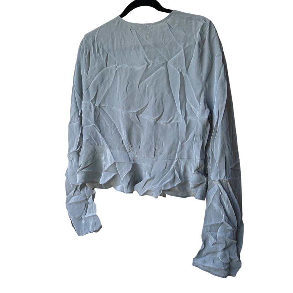 Madewell Dusty Blue Wrap Blouse - Picture 4 of 9
